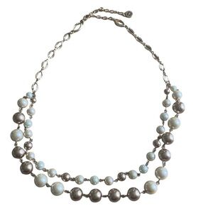 NAPIER 2 tier faux pearl gold plated necklace